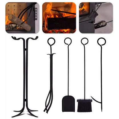 European style iron fire tools